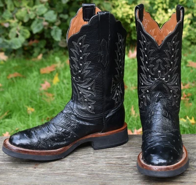 Botas de Vaquera Lucchese 2000 9B Negras Pluma Completa Avestruz Suela Crepé T4123.H Foto 1 de 4