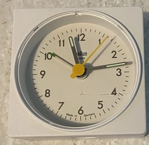 Braun White Square Quartz Alarm Classic Travel Clock Germany - Picture 1 of 7
