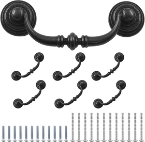 6PCS Antique Drop Bail Pulls, 3.5" Hole Center Shabby Chic Drawer Pulls Vintage - Picture 1 of 12