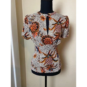Free People Hear Me Roar Floral And Animal Print Top Size Small - Picture 1 of 4