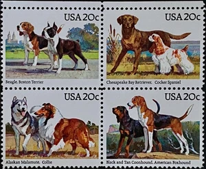 US 2101a: American Dogs Issue 1984, Block of 4, Mint NH OG, FREE Shipping! - Picture 1 of 2