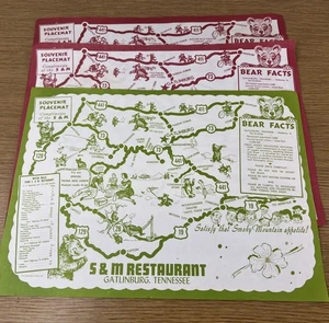 Mantel individual de recuerdo vintage Gatlinburg TN lote de 3 restaurantes S&M - Imagen 1 de 8