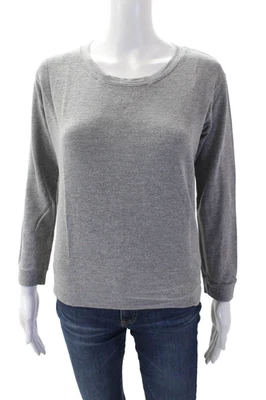 Monrow 女式长袖圆领运动衫灰色棉质超小号 — 第 1/4 张图片