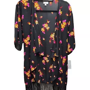 Neu mit Etikett LuLaRoe Monroe Kimono Größe Small (0-12) Blumendruck, Fransen-Detail $ 48 - Bild 1 von 10