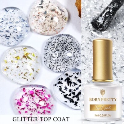 BORN PRETTY Silver Gold Foil Glitter Top Coat Soak Off UV LED Nail Gel Varnish