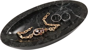 Marble Jewelry Tray Black 7" Inch Handmade Earring Holder Organizer - Perfume Tr - Picture 1 of 6