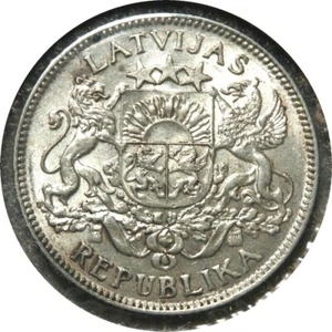 elf Latvia 1st Republic 1 Lats 1924   Silver  jlat9 - Picture 1 of 2