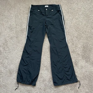 Express Track Pants Womens 10 Black Vintage Y2K Skater Low Rise Flared Stripe - Picture 1 of 5