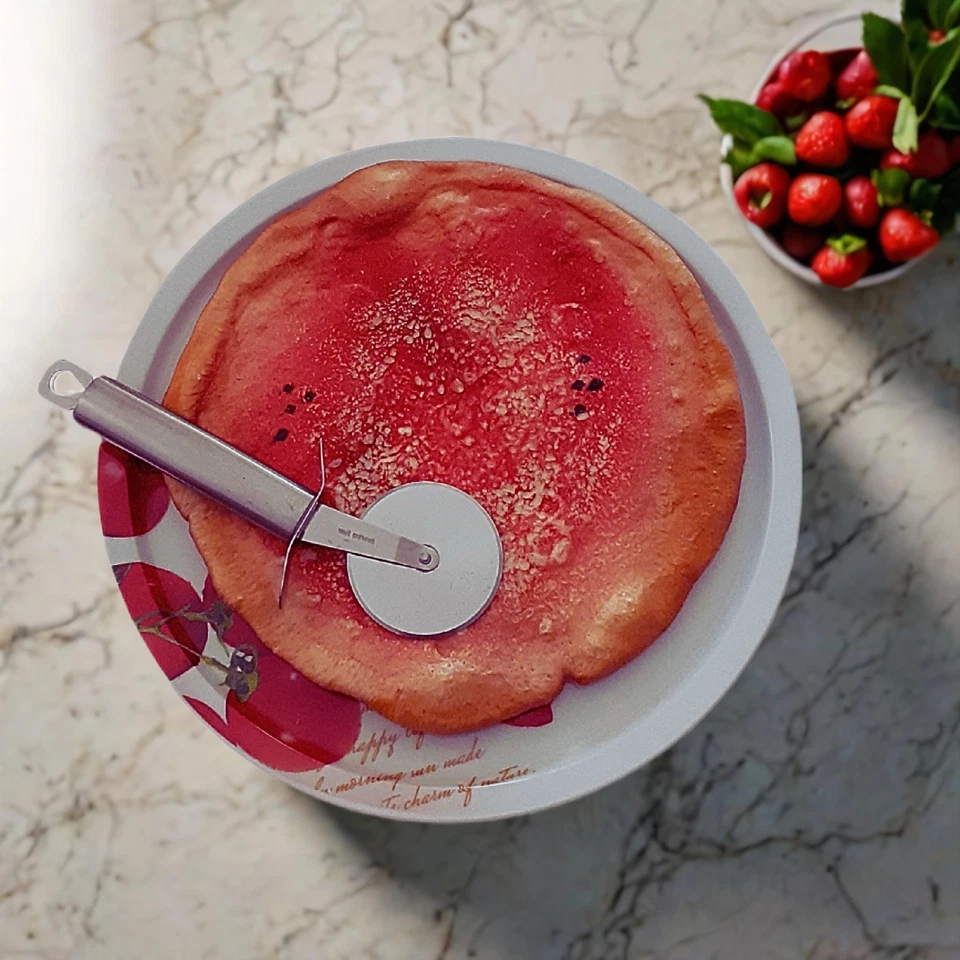 Set 2 pezzi piatto pizza porcellana decoro pomodoro con taglia pizza acciaio 30 - Bild 1 von 3