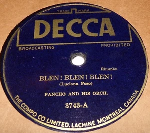 Decca 3743 Pancho Blen! Blen! Blen! / Green Eyes 78 RPM E+ E+ - Picture 1 of 2