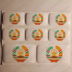 Sticker Tajikistan Resin Domed Stickers Tajikistan Coat of Arms 3D Vinyl Moto - Imagen 1 de 1