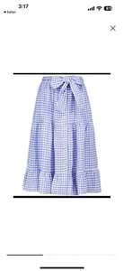 Polo Ralph Lauren Women's Linen Gingham Midi Skirt Blue White Size 4 NWT $198 - Picture 1 of 6