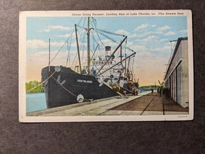 Steamer Freighter SOUTHLANDS, Lake Charles, LA Naval Cover 1948 Postcard w/ note - Picture 1 of 2