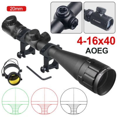 4-16X40 Hunting Rifle Scope Red Green Illuminated Reticle Sight With Rail Mount - Image 1 of 4