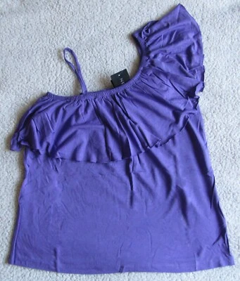 New Look Ladies One Shoulder Ruffle Top Purple** UK 14 Brand New With Label - Image 1 of 4