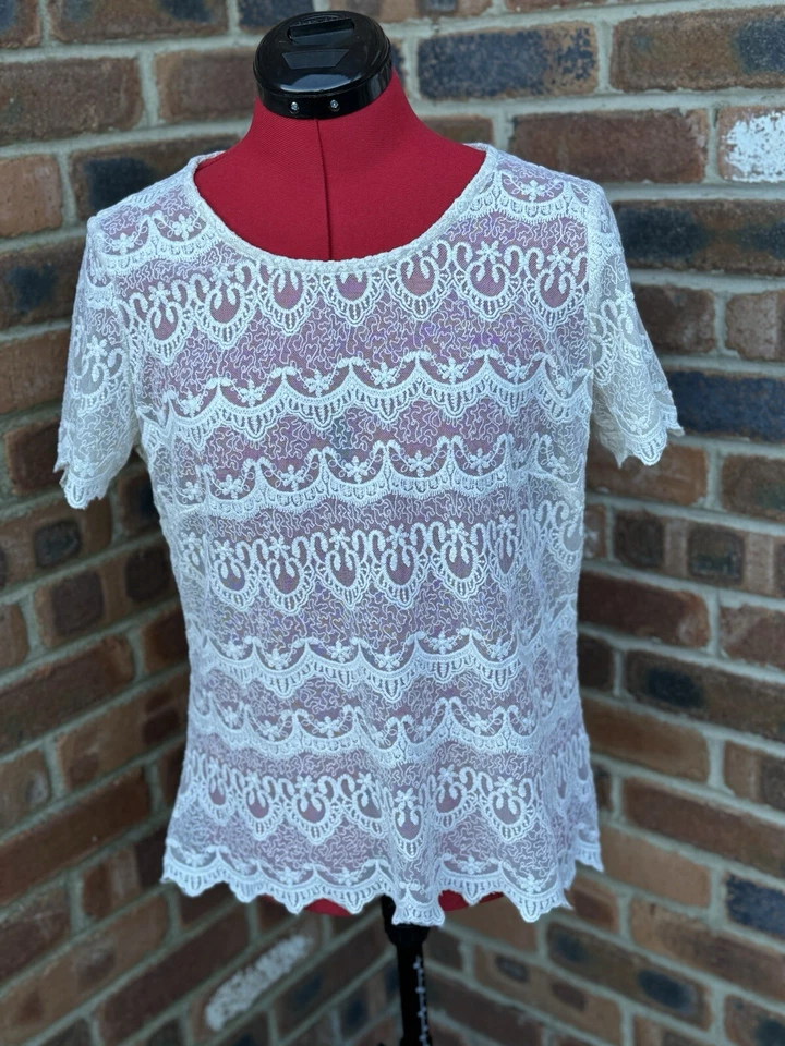 Marks And Spencer Indigo Collection Ivory Lace Top 14 BNWOT - Image 1 of 4