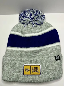 Zephyr Louisiana State LSU Tigers Knit Beanie With Pom Unisex OS Gray Purple NEW - Picture 1 of 2