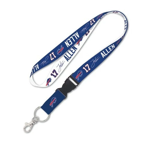 JOSH ALLEN BUFFALO BILLS LANYARD KEY CHAIN W/ DETACHABLE BUCKLE 1" WIDE 22" LONG Cover