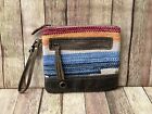 Fresh Look Pouch Wristlet Bag by Myra Bag Rug Canvas & Leather Small Zip Pocket