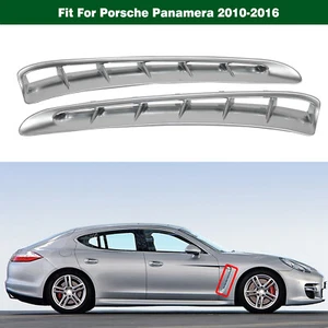Pair Front Side Fender Air Vent Cover Trim Silver For Porsche Panamera 2010-2016 - Foto 1 di 11