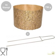 Kit Spillone con 10 Stampi Panettone Alto Cellulosa 750 g