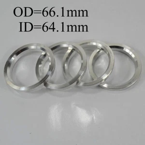 4pcs Car 66.1mm OD to 64.1mm ID Aluminum Wheel Hub Centric Bore Ring Spacer Fill - Picture 1 of 7