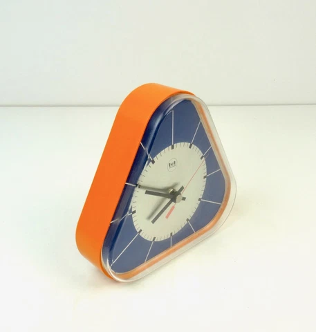 VERY RARE MID CENTURY 70S ORANGE & BlUE VINTAGE WALL CLOCK BY BOB INTERNATIONAL Cover