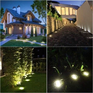 Decoration Solar Landscape LEDs Outdoor Ground Disk Lights 4-in-1 Pack - Picture 1 of 24