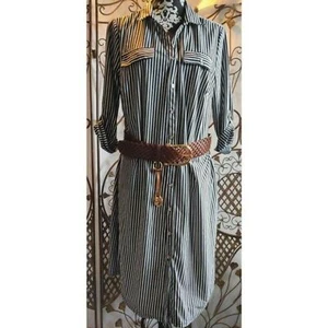 Mlle Gabrielle Damen Hemdblusenkleid mit Knopfleiste schwarz weiß gestreift Größe PXL - Bild 1 von 12
