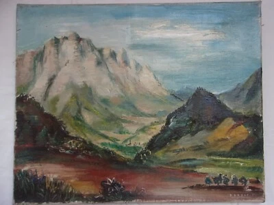 Paul Daxhelet  (1905-1993) paysage, huile sur toile, Col de la Forclaz, Annecy - Photo 1/4