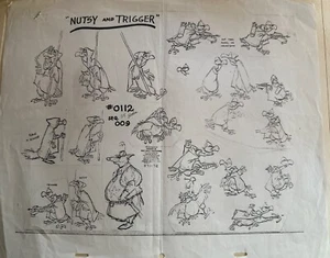 Animation DISNEY ROBIN HOOD 1973 ORIGINAL PRODUCTION MODEL SHEET Nutsy Trigger - Picture 1 of 1