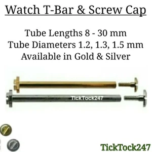 WATCH SCREW PINS x2, WATCH STRAP BAND SCREW BAR, WATCH BAR PIN with SCREW-IN CAP - Picture 1 of 2