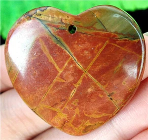 36x35x5mm Natural Brown Red Picasso Jasper Love Heart Pendant Bead HL80051 - Picture 1 of 1