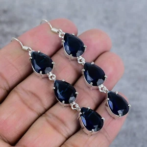 Iolite Quartz Earrings Handmade Earrings Gemstone Earrings 925 Sterling Silver - Picture 1 of 4