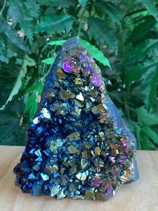 Aura Amethyst (Rainbow) Clusters, Rainbow Aura Amethyst Geode with Cut Base - Picture 1 of 32