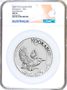 2024 P Australia Silver Kookaburra NGC MS 70 10oz $10 Coin ER FLAG Label PERFECT - Picture 1 of 2