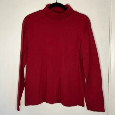 Suéter para mujer Basic Editions rojo 100 % algodón cuello alto talla XL Foto 1 de 4