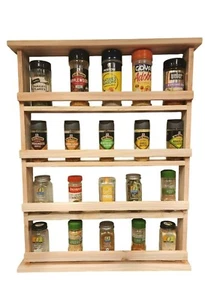 Wooden Spice Rack | 4-Tier Rustic Spice Organizer|Handmade Natural Wood - Picture 1 of 5