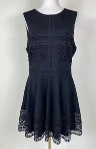 FOREVER NEW Tara Dress Size 16 Black Lace Ponte Fit & Flare Mini Party Cocktail - Picture 1 of 7