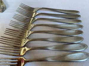 MIKASA STAINLESS "PRESCOTT SATIN" (8) DINNER FORKS - Picture 1 of 3