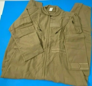 BARRIER WEAR NOMEX PROTECTIVE COVERALL FLIGHT SUIT CWU-27P-10A TAN 44 REG - Picture 1 of 6