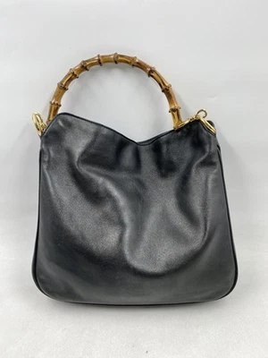 Bolso hobo Gucci de cuero negro con mango de bambú Foto 1 de 4