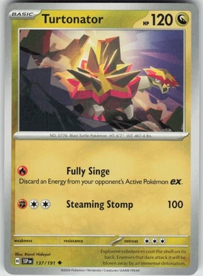 Pokemon Turtonator 137/191 SV08: Surging Sparks Uncommon NM - Image 1 of 2