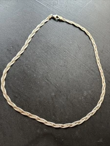 Très Beau Collier Chaîne En Argent Massif 925 Maille Art Nouveau deco torsadé - Foto 1 di 8