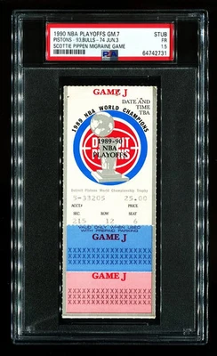 Scottie Pippen Migraine - PSA Ticket Basketball 1990 Chicago Bulls NBA Playoffs - Image 1 of 2