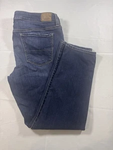 American Eagle Jeans Womens 14 Short Skinny Super Stretch Blue Denim Dark Wash - Picture 1 of 15