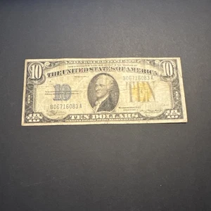North Africa WWII Silver Certificate 1934A Circ Yellow Seal $10 Ten Dollar BA - Picture 1 of 2