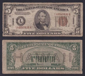 Banconota United States 5 dollars 1934 A HAWAII P.-38a BB-/VF- - Imagen 1 de 1