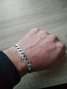 Sterling Silver 925 Mens Heavy Cuban link Bracelet Hallmarked 14g 21cm 8.5 inch - Picture 1 of 7
