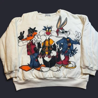 复古 looney tunes 嬉皮蓬松圆领套头衫 尺寸 M 阅读 — 第 1/4 张图片